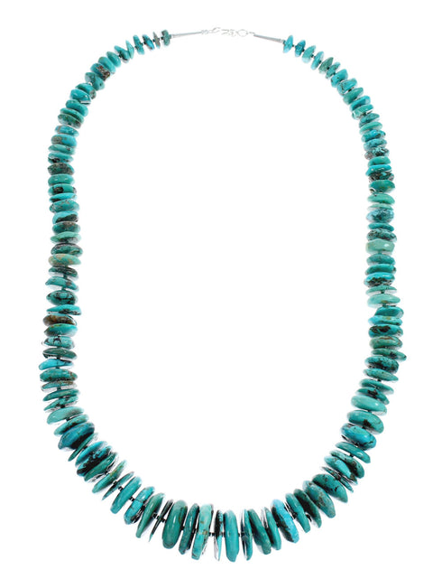 Southwestern Turquoise Genuine Sterling Silver Bead Necklace TX10250