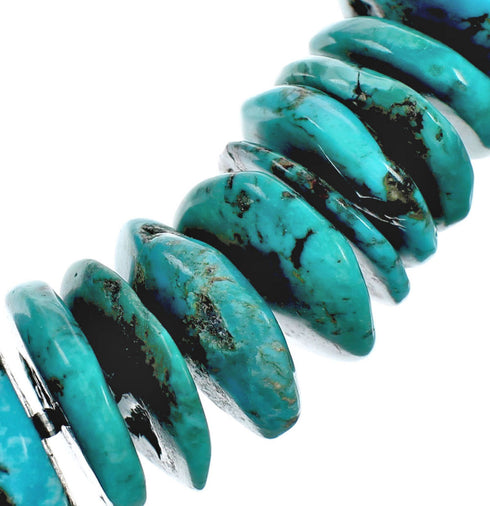 Southwestern Turquoise Genuine Sterling Silver Bead Necklace TX10250