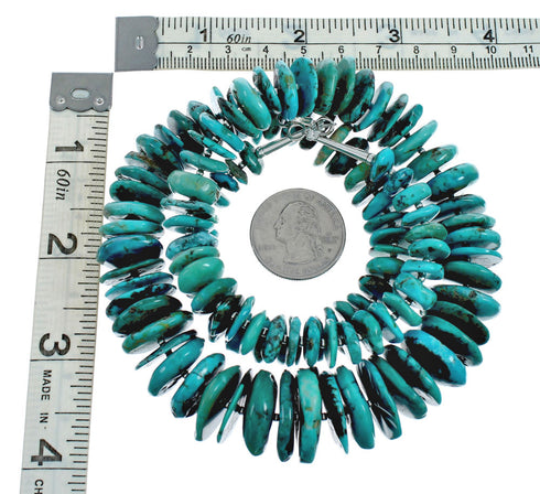 Southwestern Turquoise Genuine Sterling Silver Bead Necklace TX10250