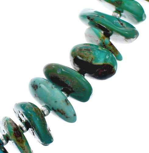 Southwestern Turquoise Genuine Sterling Silver Bead Necklace TX10251