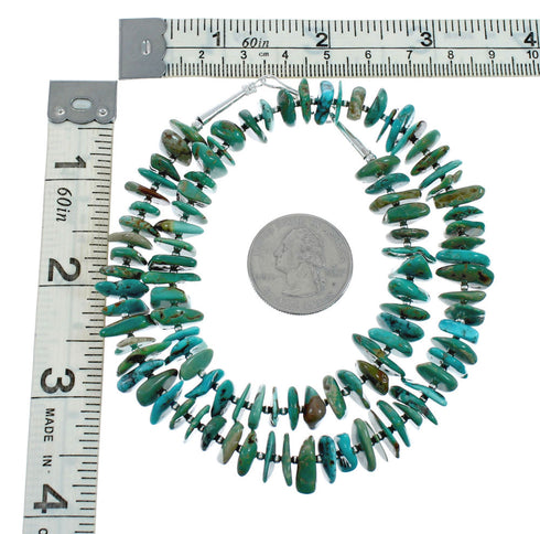 Southwestern Turquoise Genuine Sterling Silver Bead Necklace TX10251