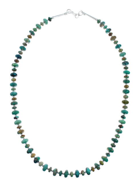 Navajo Sterling Silver Turquoise Native American Bead Necklace TX10263