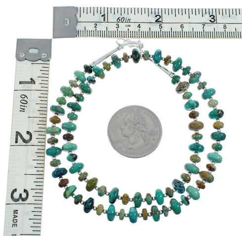 Navajo Sterling Silver Turquoise Native American Bead Necklace TX10263