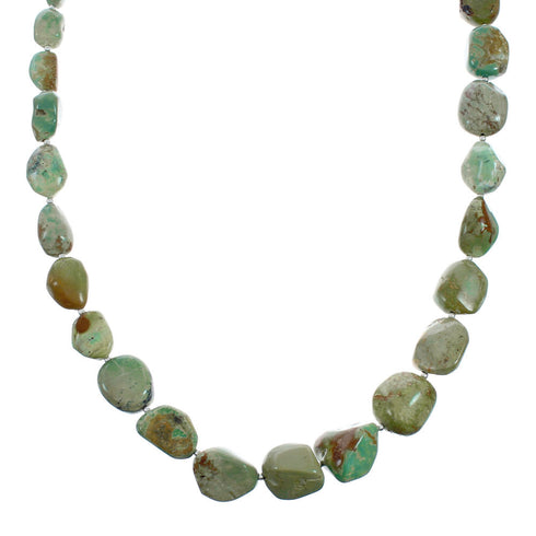 Genuine Sterling Silver Navajo Turquoise Bead Necklace TX10264