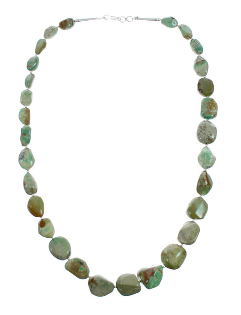 Genuine Sterling Silver Navajo Turquoise Bead Necklace TX10264