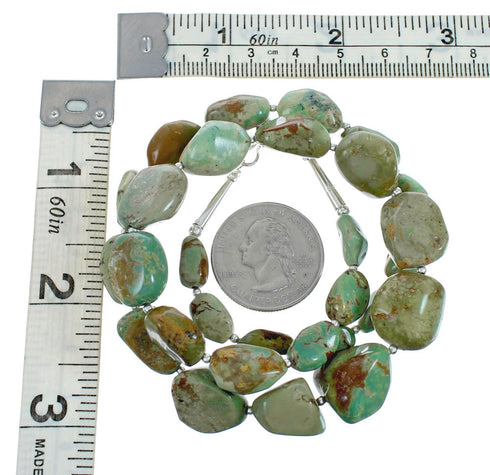 Genuine Sterling Silver Navajo Turquoise Bead Necklace TX10264