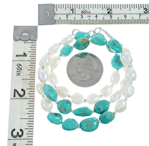 Multicolor Navajo Genuine Sterling Silver Bead Necklace TX10265