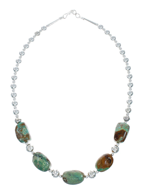 Genuine Sterling Silver Navajo Turquoise Bead Necklace TX10267
