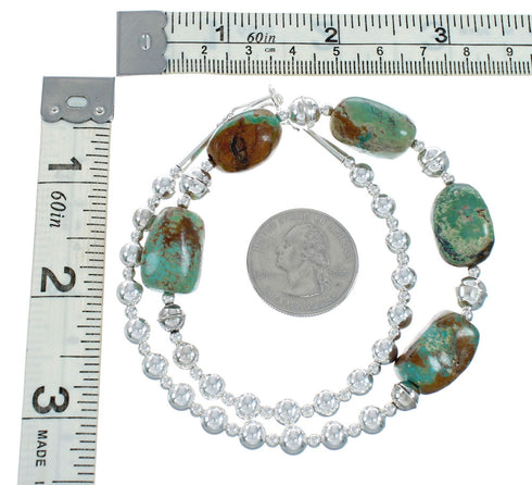 Genuine Sterling Silver Navajo Turquoise Bead Necklace TX10267