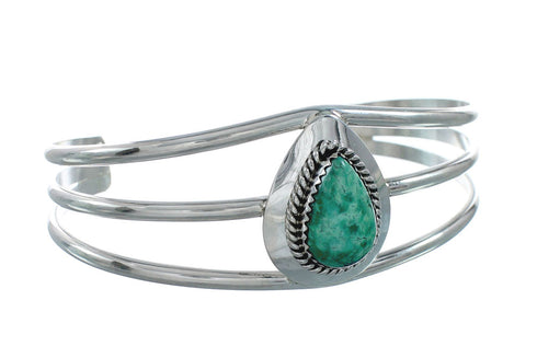 Genuine Turquoise Sterling Silver Tear Drop Navajo Cuff Bracelet TX10294