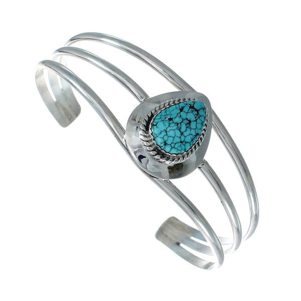 Genuine Turquoise Sterling Silver Tear Drop Navajo Cuff Bracelet TX10288