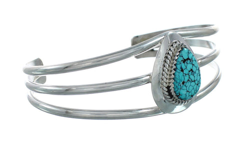 Genuine Turquoise Sterling Silver Tear Drop Navajo Cuff Bracelet TX10288