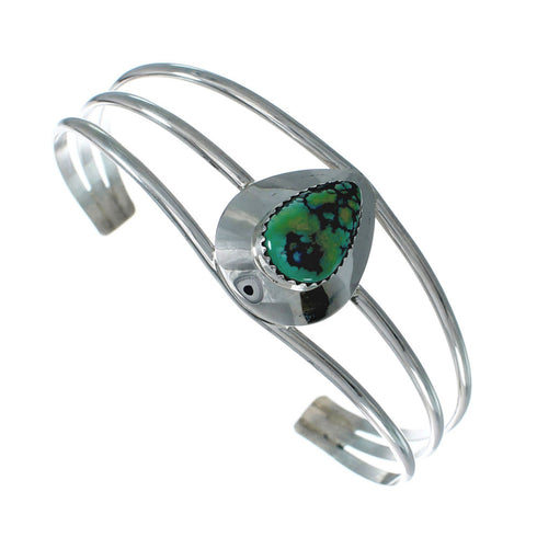 Genuine Turquoise Sterling Silver Tear Drop Navajo Cuff Bracelet TX10289