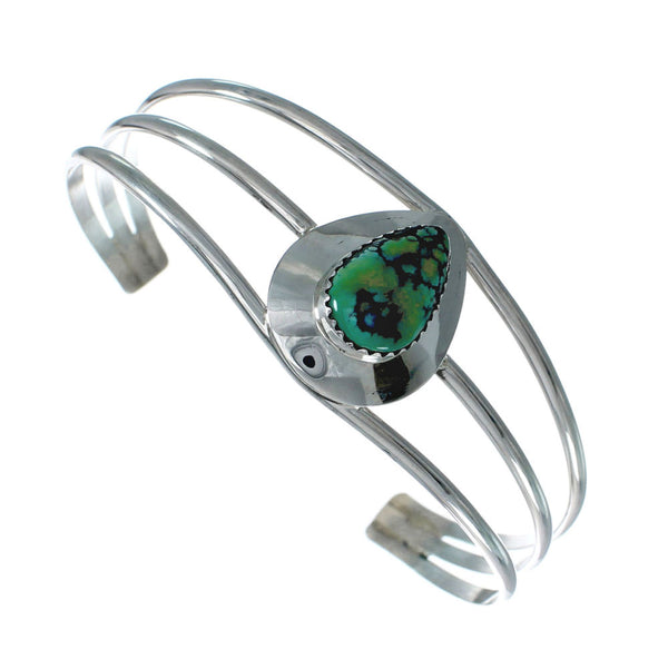 Genuine Turquoise Sterling Silver Tear Drop Navajo Cuff Bracelet TX10289