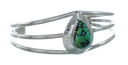 Genuine Turquoise Sterling Silver Tear Drop Navajo Cuff Bracelet TX10289