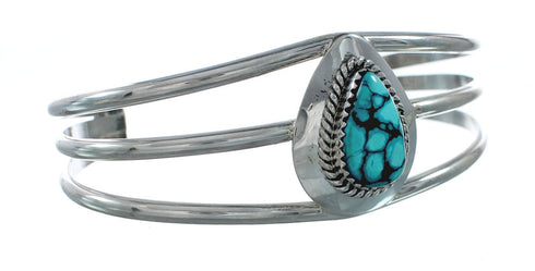 Genuine Turquoise Sterling Silver Tear Drop Navajo Cuff Bracelet TX10291