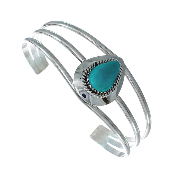 Navajo Turquoise Sterling Silver Tear Drop Cuff Bracelet TX10293