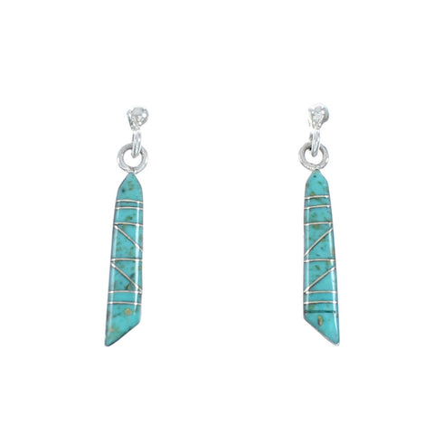 Sterling Silver And Turquoise Southwestern Post Dangle Earrings TX10296