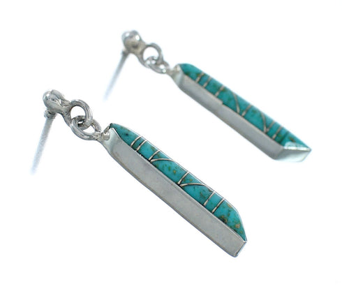 Sterling Silver And Turquoise Southwestern Post Dangle Earrings TX10296