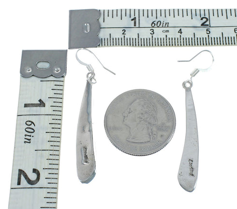 Authentic Sterling Silver Multicolor Inlay Hook Dangle Earrings TX10300