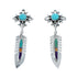 Sterling Silver Inlay Multicolor Feather Southwestern Post Dangle Earrings TX10301