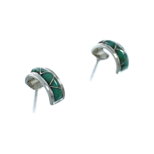 Sterling Silver Southwest Turquoise Inlay Post Hoop Earrings TX10306