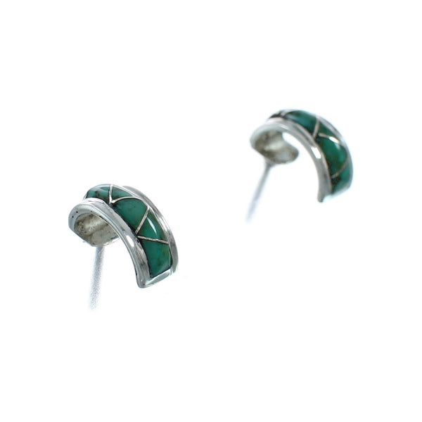 Sterling Silver Southwest Turquoise Inlay Post Hoop Earrings TX10306