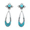 Genuine Turquoise Inlay Sterling Silver Post Dangle Earrings TX10302