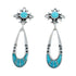 Genuine Turquoise Inlay Sterling Silver Post Dangle Earrings TX10302