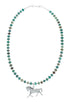 Navajo Hand Strung Turquoise Necklace And Silver Horse Pendant Set TX10299