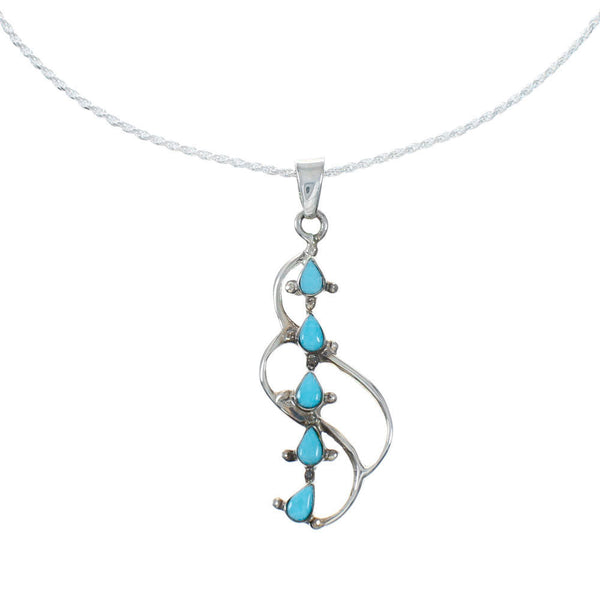 Southwest Turquoise Sterling Silver Rope Chain Necklace Set TX11338