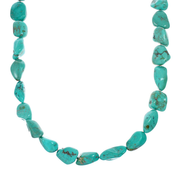 Genuine Sterling Silver And Turquoise Bead Necklace TX10312