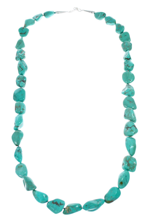 Genuine Sterling Silver And Turquoise Bead Necklace TX10312