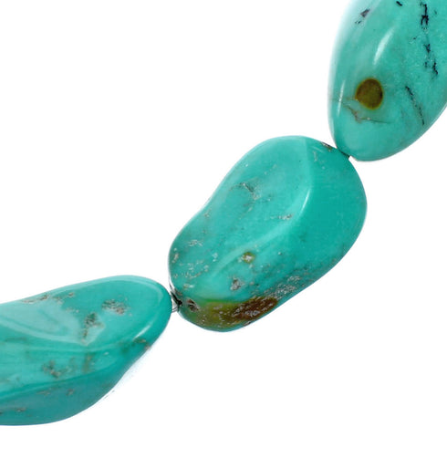 Genuine Sterling Silver And Turquoise Bead Necklace TX10312