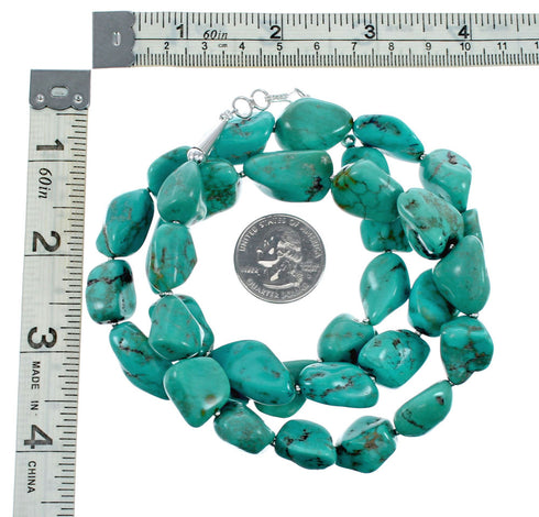 Genuine Sterling Silver And Turquoise Bead Necklace TX10312