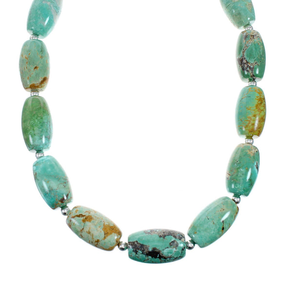 Genuine Navajo Sterling Silver And Turquoise Bead Necklace TX10313