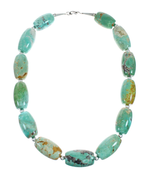 Genuine Navajo Sterling Silver And Turquoise Bead Necklace TX10313