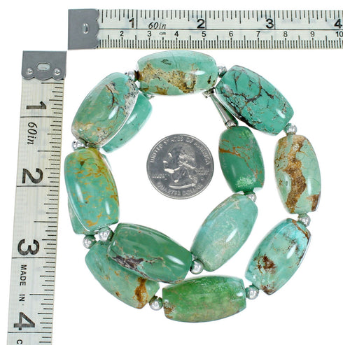 Genuine Navajo Sterling Silver And Turquoise Bead Necklace TX10313