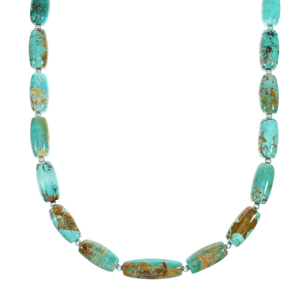 Navajo Carico Lake Turquoise Sterling Silver Bead Necklace TX10314