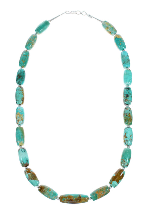 Navajo Carico Lake Turquoise Sterling Silver Bead Necklace TX10314