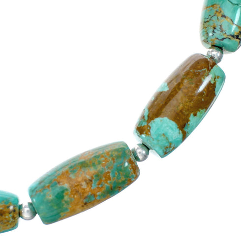Navajo Carico Lake Turquoise Sterling Silver Bead Necklace TX10314