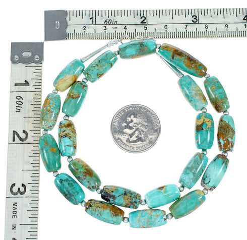 Navajo Carico Lake Turquoise Sterling Silver Bead Necklace TX10314