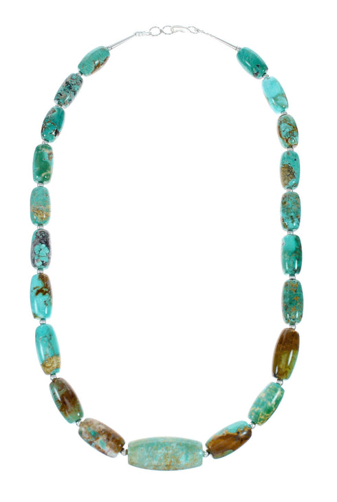 Genuine Navajo Carico Lake Turquoise Sterling Silver Bead Necklace TX10315