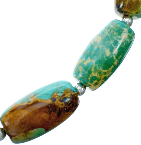 Genuine Navajo Carico Lake Turquoise Sterling Silver Bead Necklace TX10315