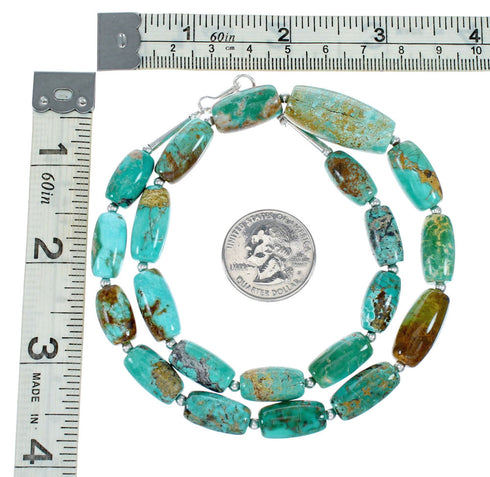 Genuine Navajo Carico Lake Turquoise Sterling Silver Bead Necklace TX10315