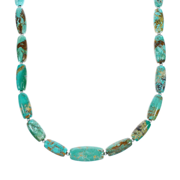 Genuine Navajo Carico Lake Turquoise Sterling Silver Bead Necklace TX10316