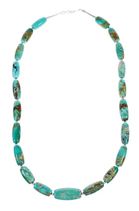 Genuine Navajo Carico Lake Turquoise Sterling Silver Bead Necklace TX10316