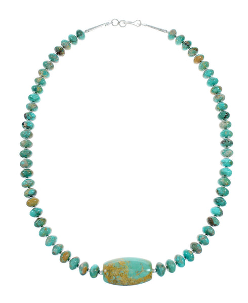 Native American Navajo Carico Lake Turquoise Sterling Silver Bead Necklace TX10318