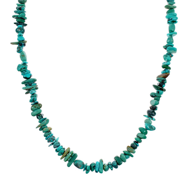 Authentic Navajo Turquoise Sterling Silver Bead Necklace TX10320