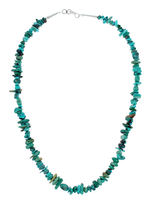 Authentic Navajo Turquoise Sterling Silver Bead Necklace TX10320